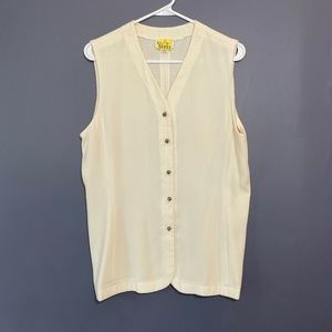 Kasper Sleeveless Button Down Vest / Top
